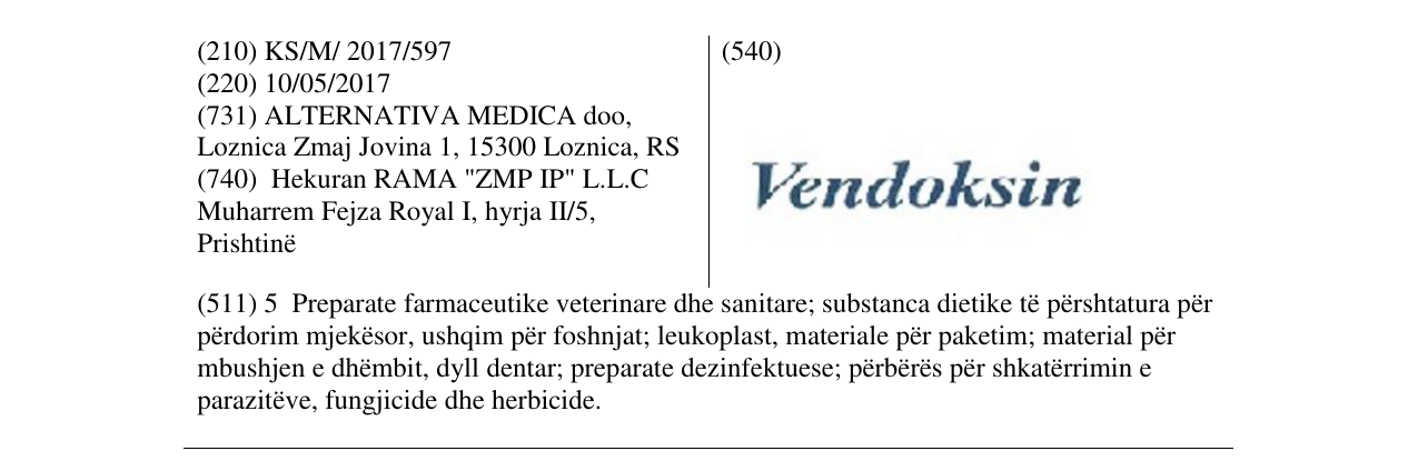 Zëri i markës Vendoksin në buletin
