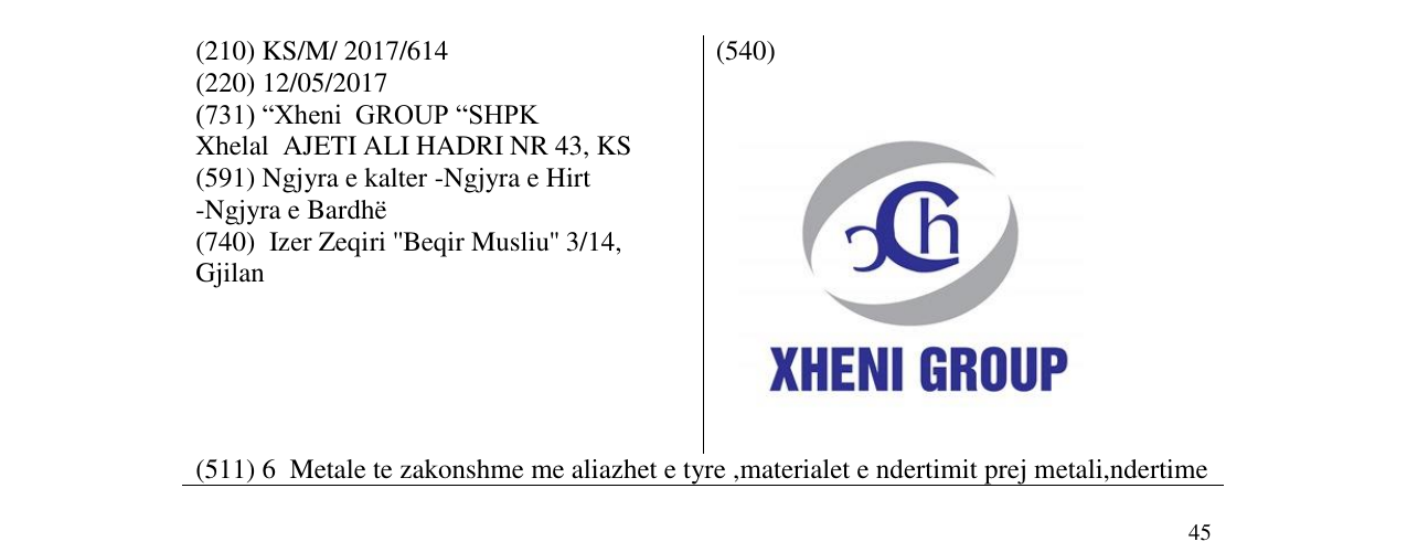 Zëri i markës XHENI GROUP në buletin