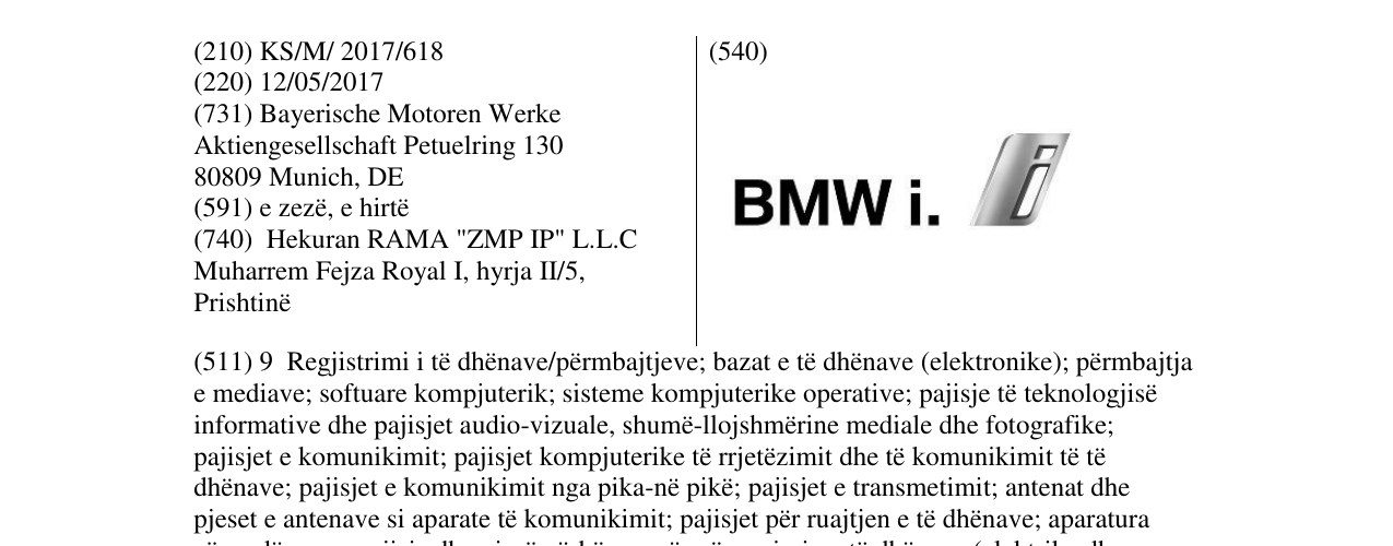 Zëri i markës BMM i. në buletin
