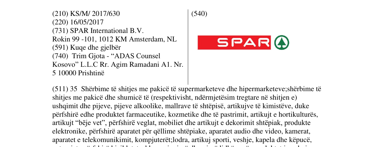 Zëri i markës SPAR në buletin