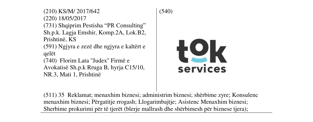 Zëri i markës TOK services në buletin