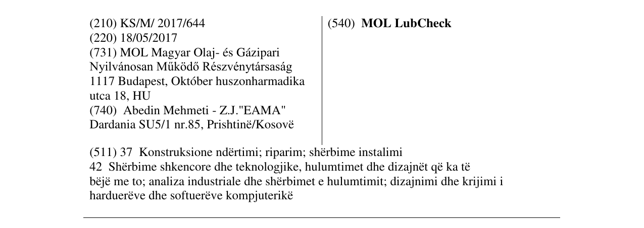 Zëri i markës MOL LubCheck në buletin