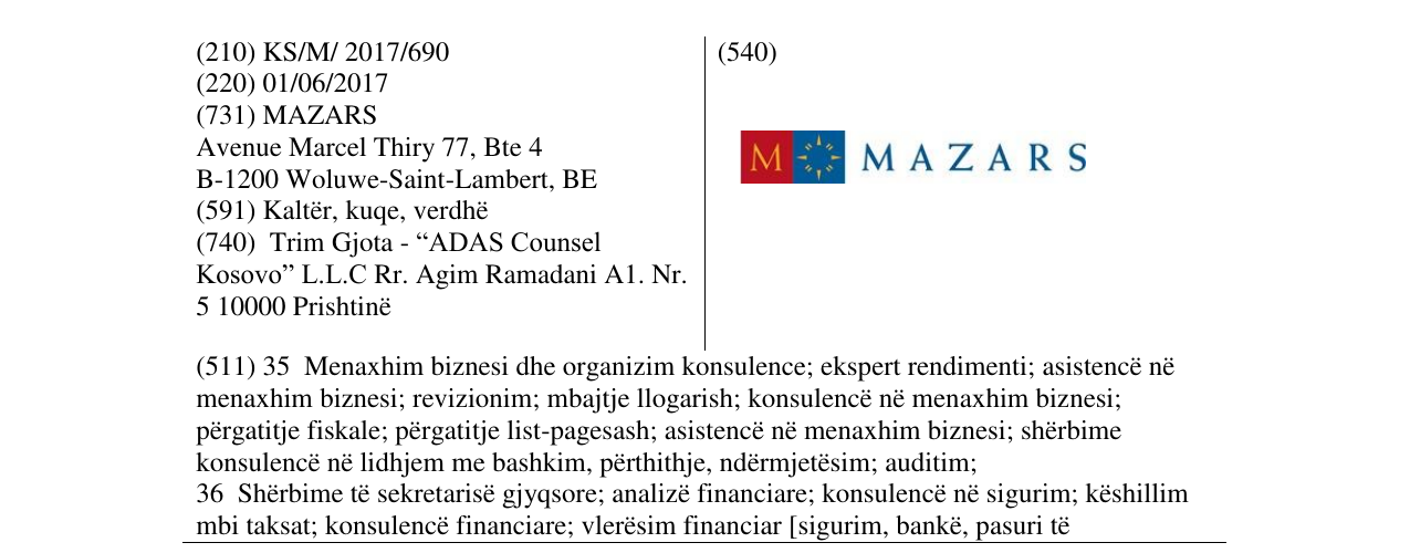 Zëri i markës M MAZARS në buletin