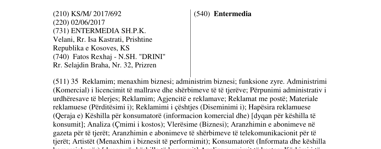 Zëri i markës Entermedia në buletin