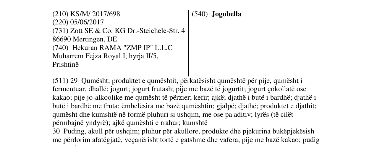 Zëri i markës Jogobella në buletin