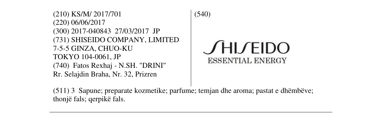 Zëri i markës SHISEIDO ESSENTIAL ENERGY në buletin