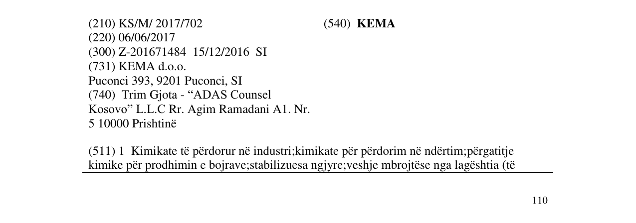 Zëri i markës KEMA në buletin
