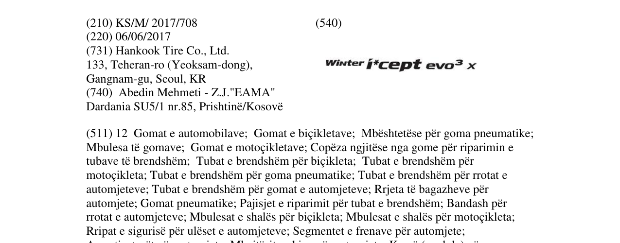 Zëri i markës Winter I*Cept evo3 X në buletin