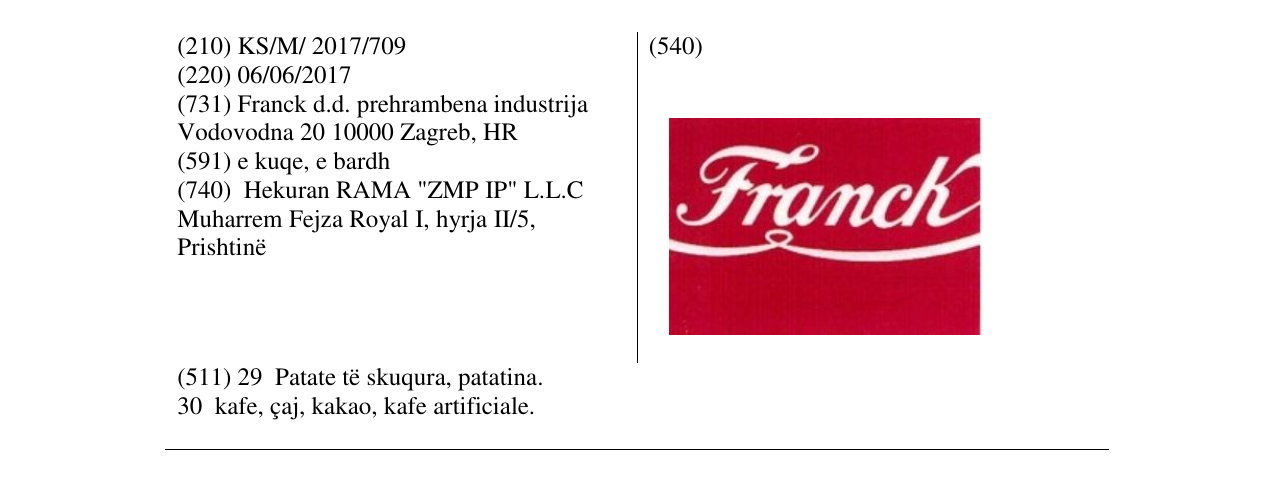 Zëri i markës Franch në buletin