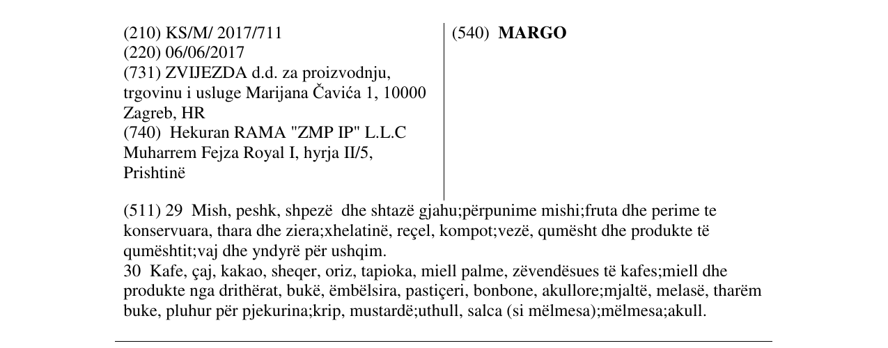 Zëri i markës MARGO në buletin
