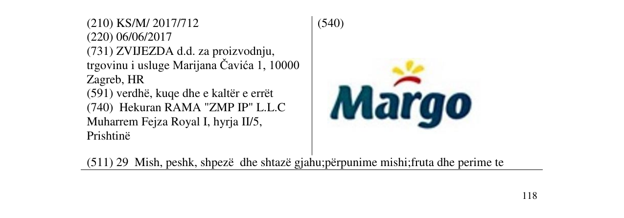 Zëri i markës Margo në buletin