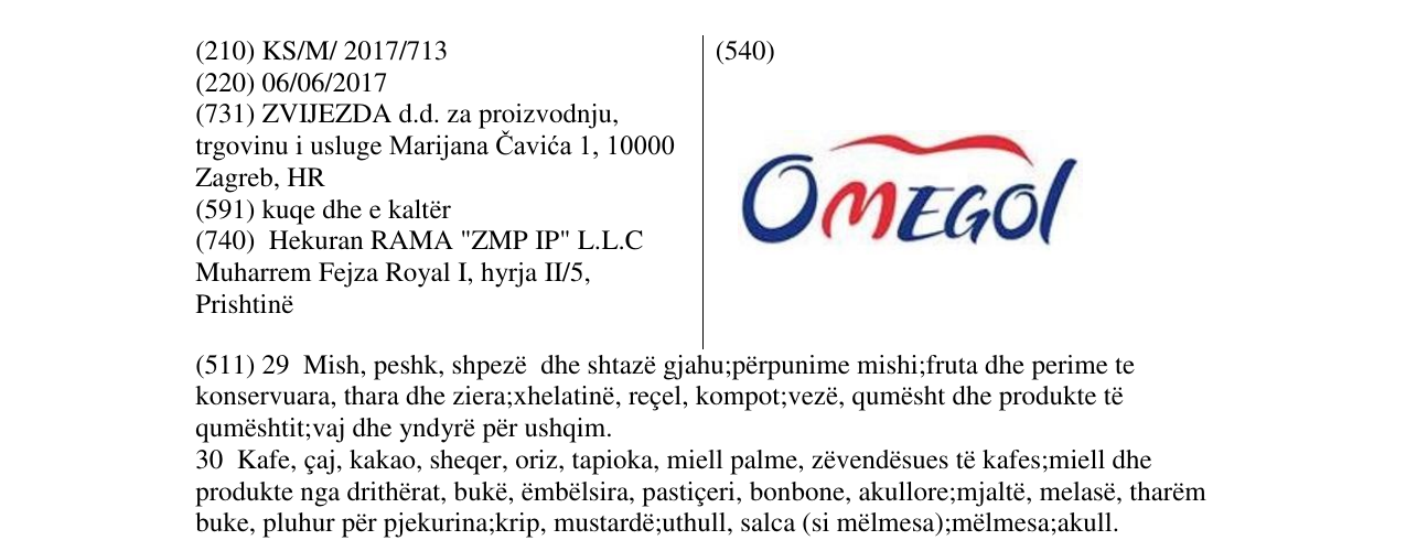 Zëri i markës Omegol në buletin