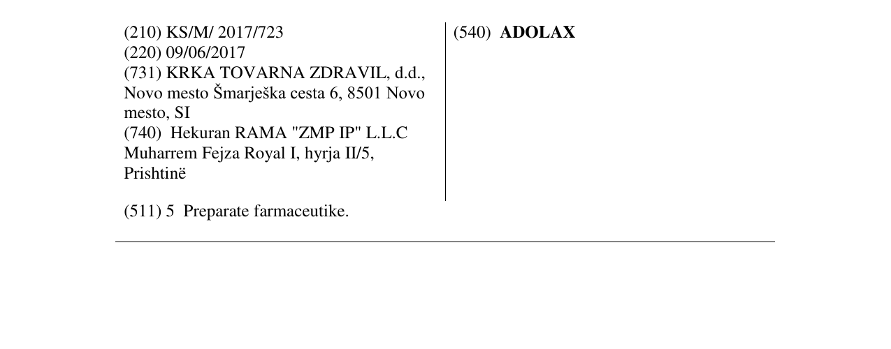 Zëri i markës ADOLAX në buletin