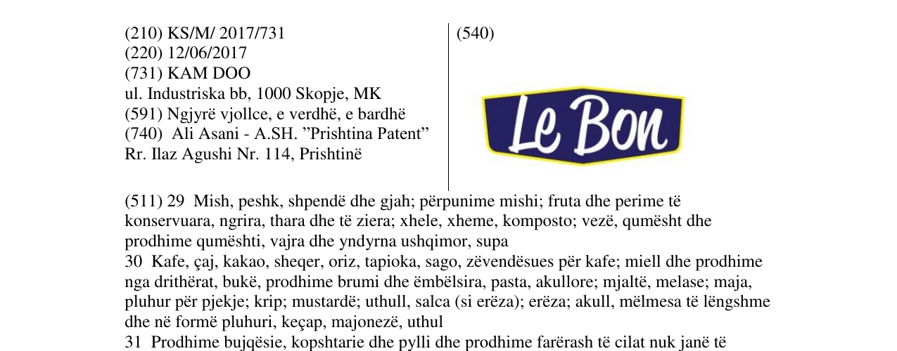 Zëri i markës Le Bon në buletin
