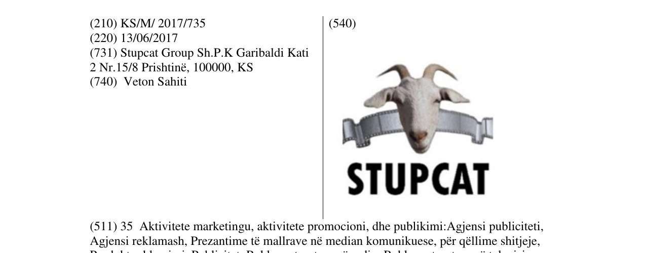 Zëri i markës STUPCAT në buletin