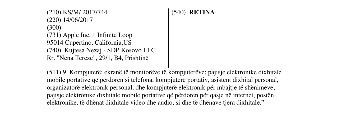 Zëri i markës RETINA në buletin