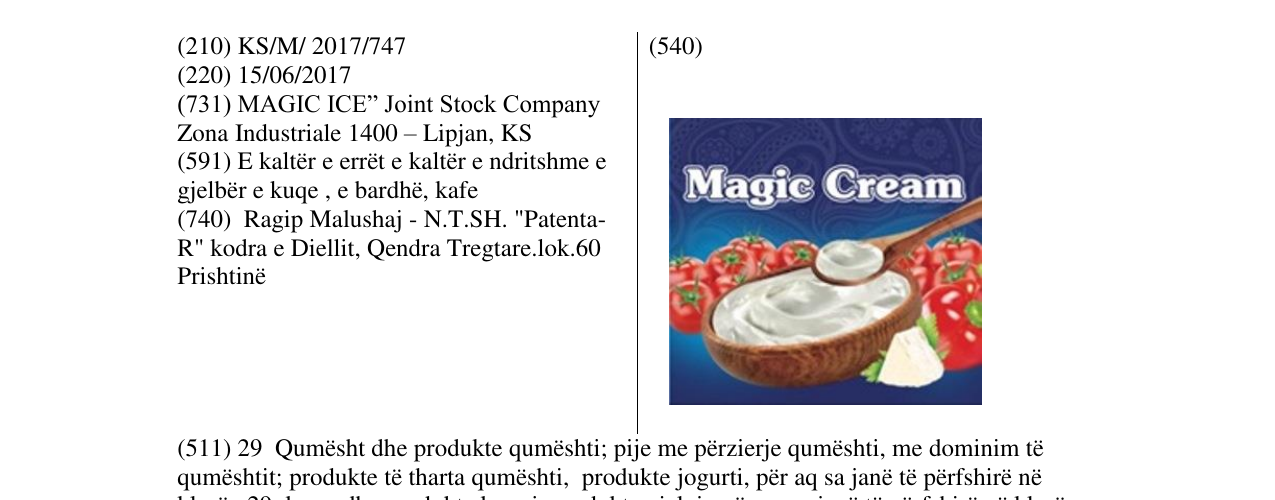 Zëri i markës Magic Cream në buletin