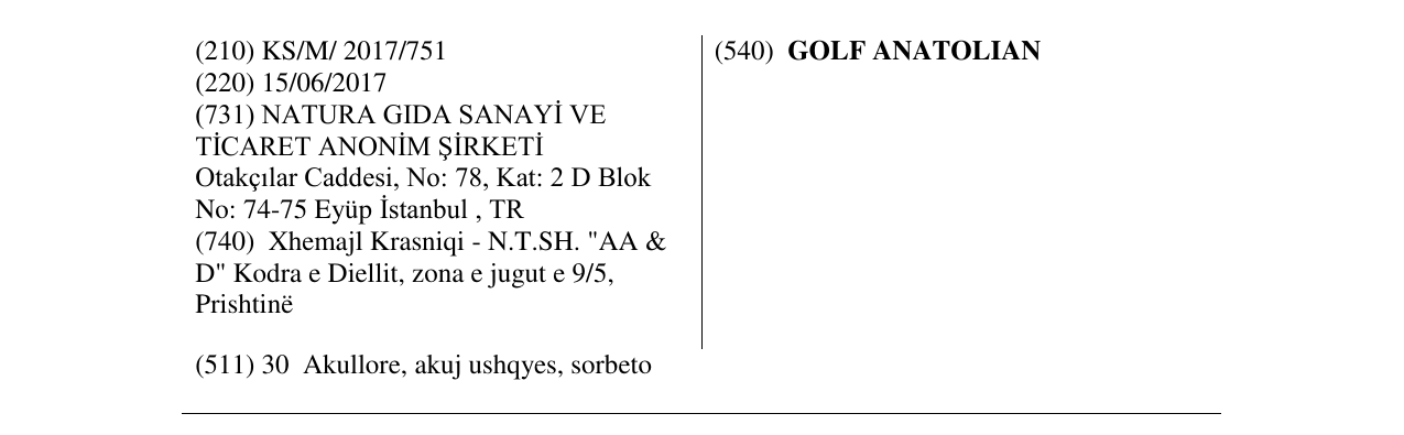 Zëri i markës GOLF ANATOLIAN në buletin