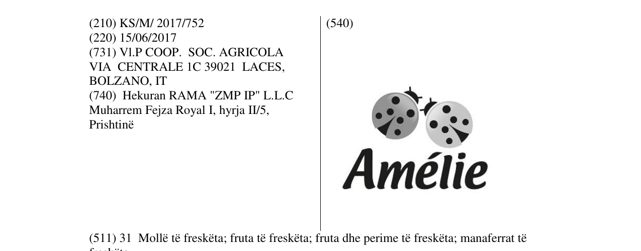 Zëri i markës Amelie në buletin