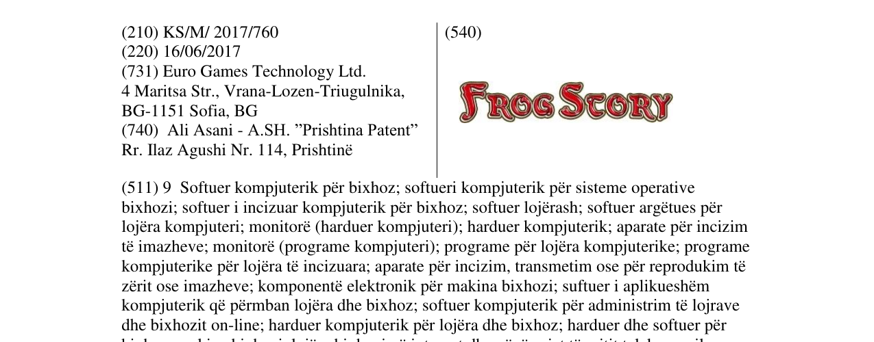 Zëri i markës FROG SCORY në buletin