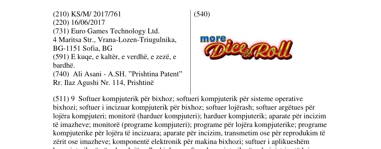 Zëri i markës DICE & ROLL në buletin