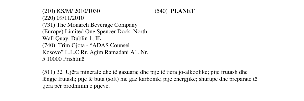 Zëri i markës PLANET në buletin