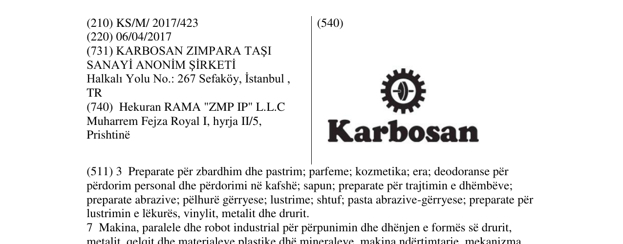Zëri i markës Karbosan në buletin