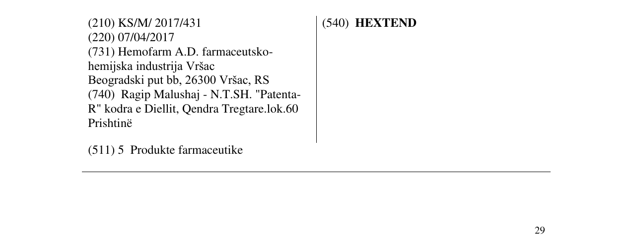 Zëri i markës HEXTEND në buletin