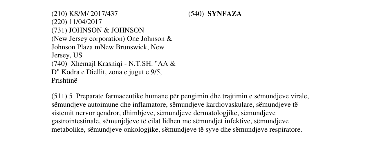 Zëri i markës SYNFAZA në buletin