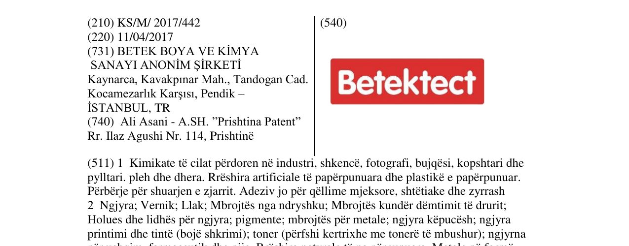Zëri i markës Betektect në buletin