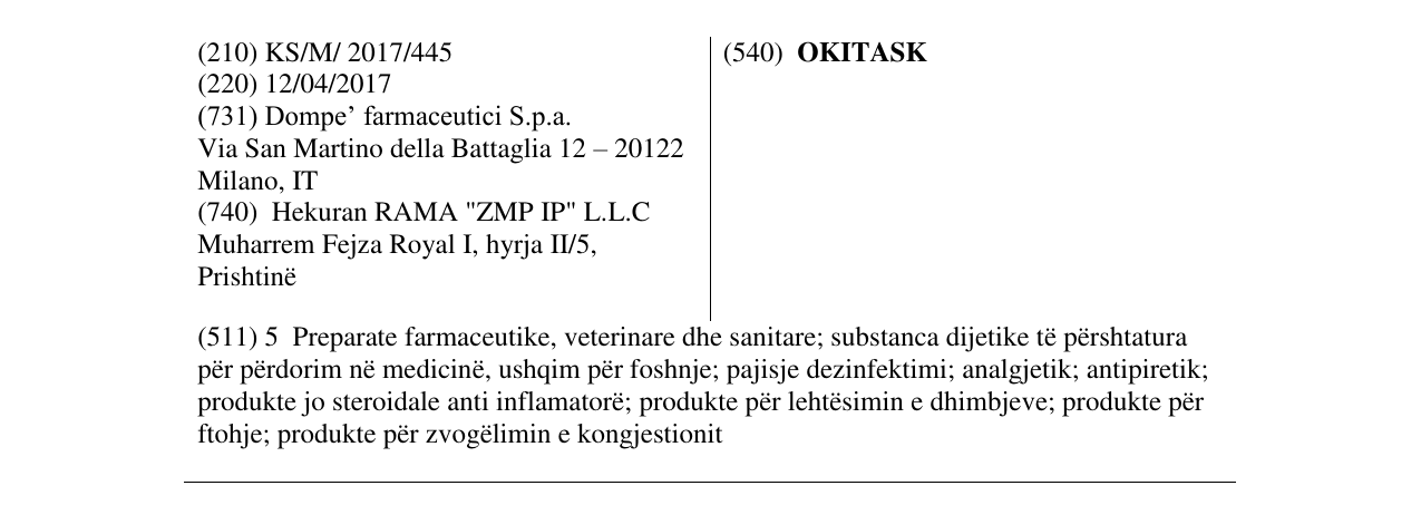 Zëri i markës OKITASK në buletin