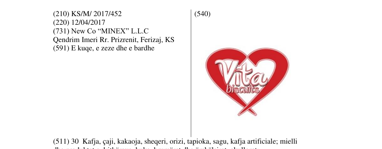 Zëri i markës Vita biscuits në buletin
