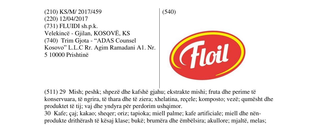 Zëri i markës Floil në buletin