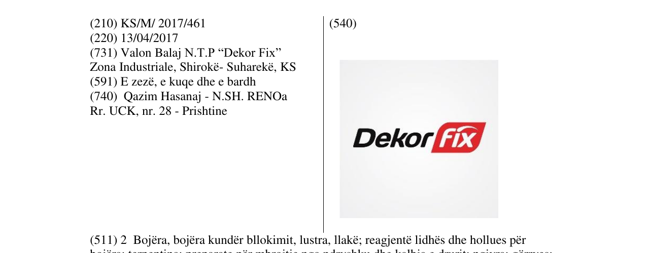Zëri i markës Dekor FIX në buletin