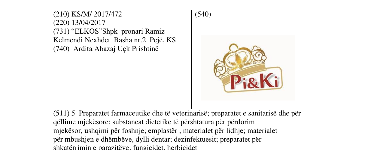 Zëri i markës Pi & Ki në buletin