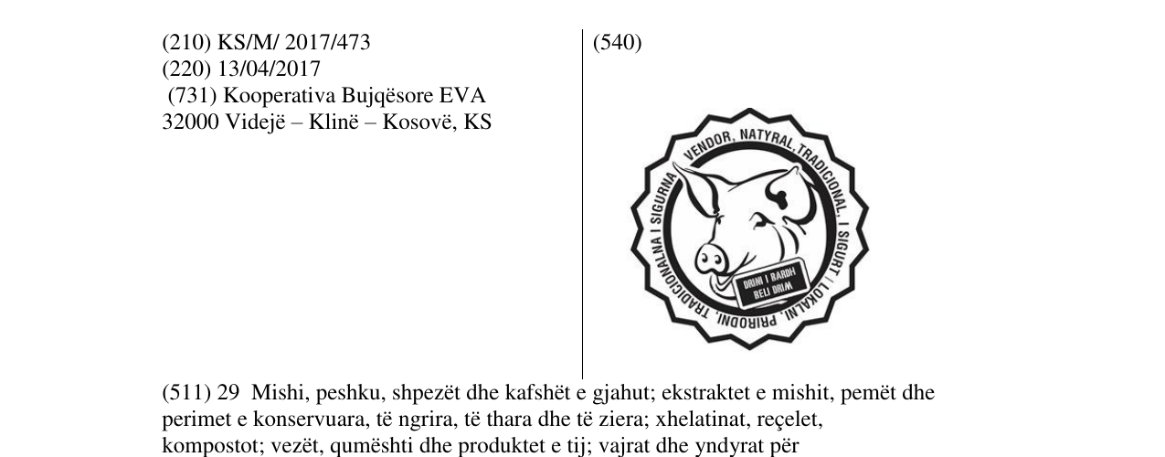 Zëri i markës DRINI I BARDH në buletin