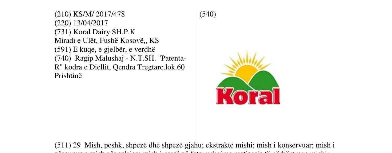 Zëri i markës Koral në buletin