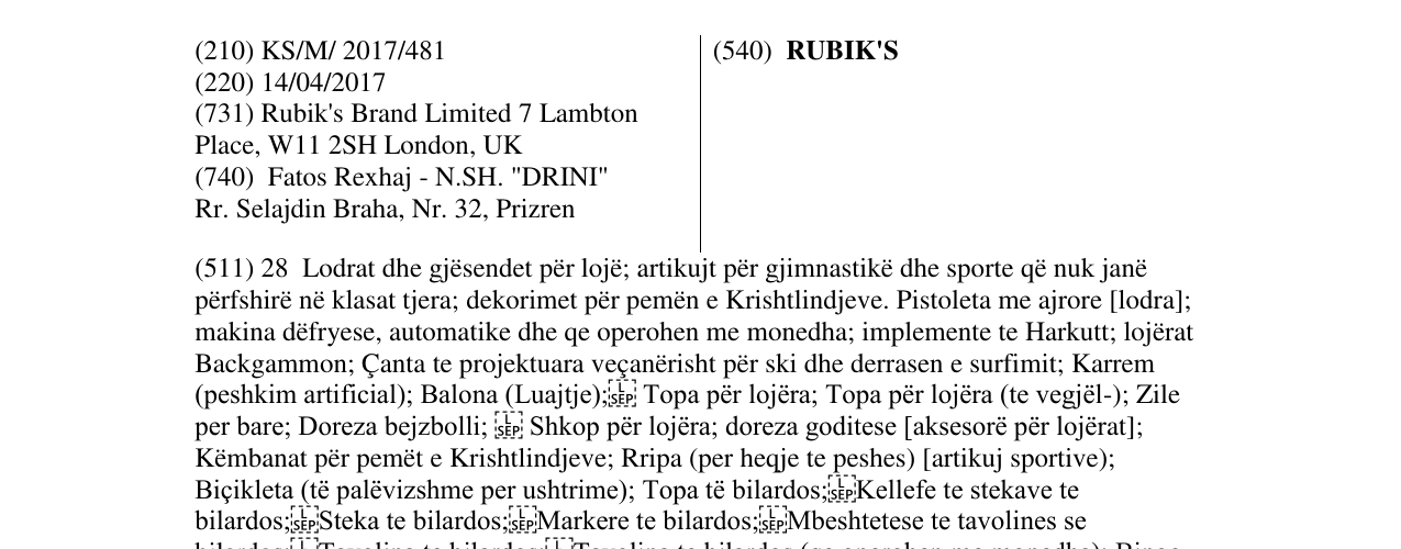Zëri i markës RUBIK'S në buletin