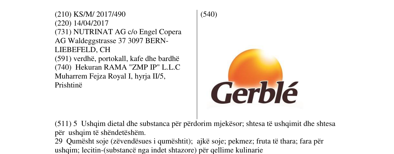 Zëri i markës Gerble në buletin