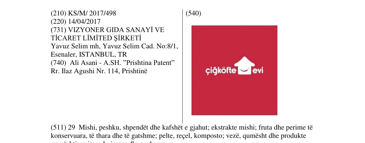 Zëri i markës çiğköfte evi në buletin
