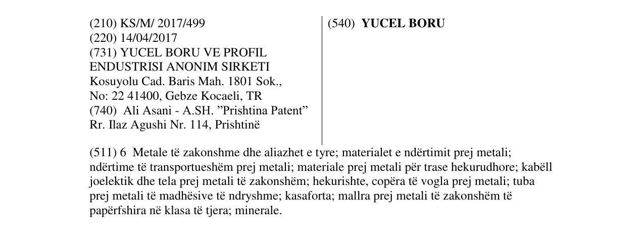 Zëri i markës YUCEL BORU në buletin