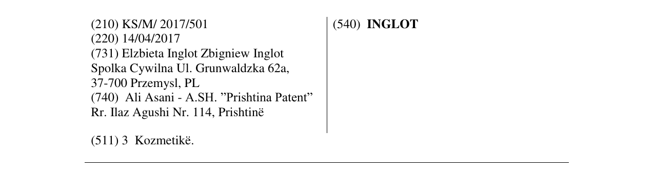 Zëri i markës INGLOT në buletin