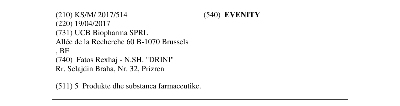 Zëri i markës EVENITY në buletin