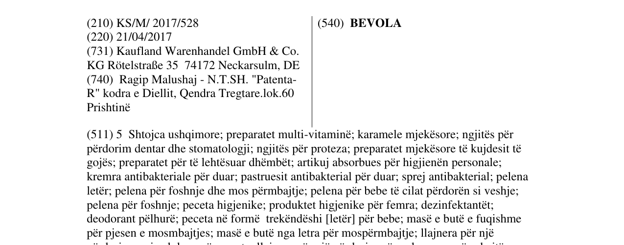 Zëri i markës BEVOLA në buletin