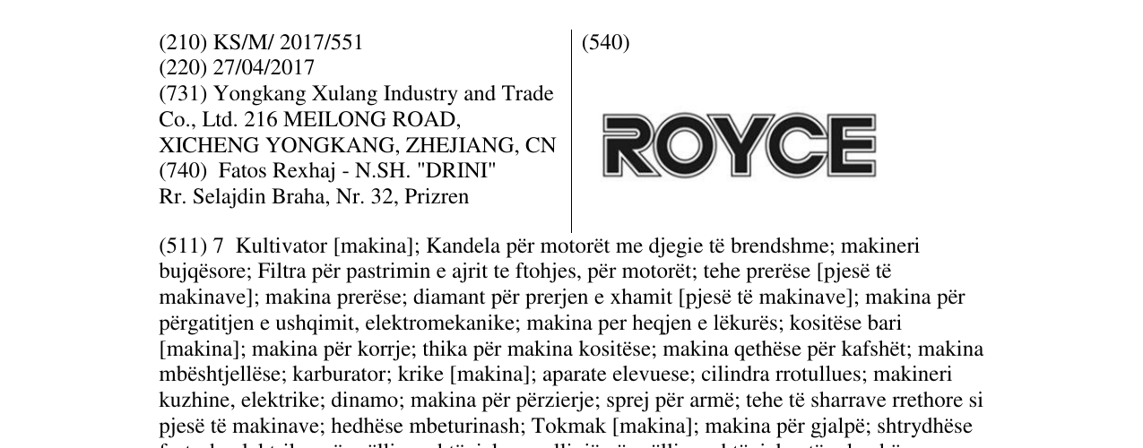 Zëri i markës ROYCE në buletin