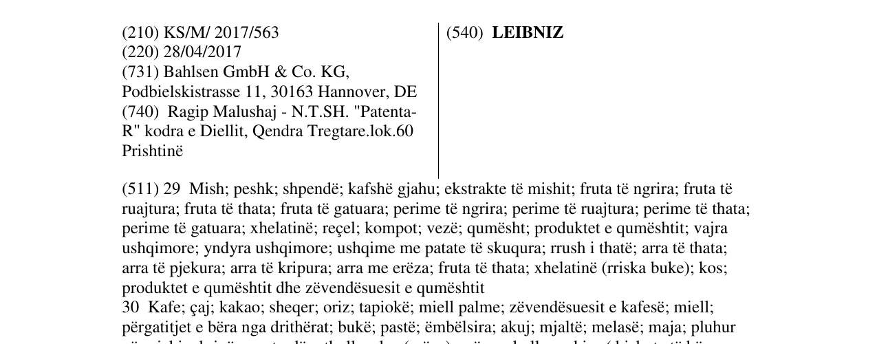 Zëri i markës LEIBNIZ në buletin