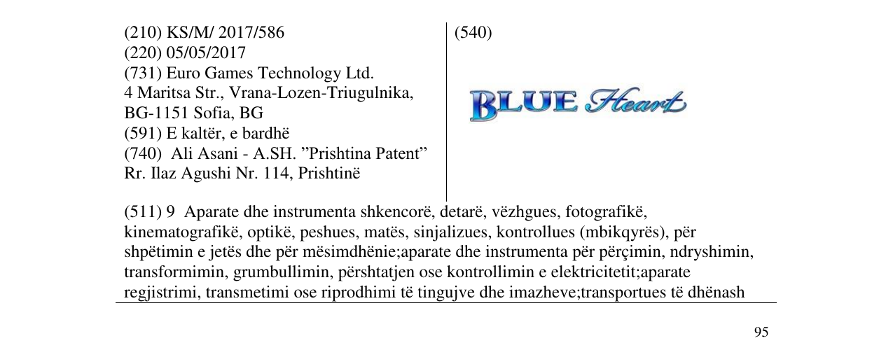 Zëri i markës BLUE HEART në buletin