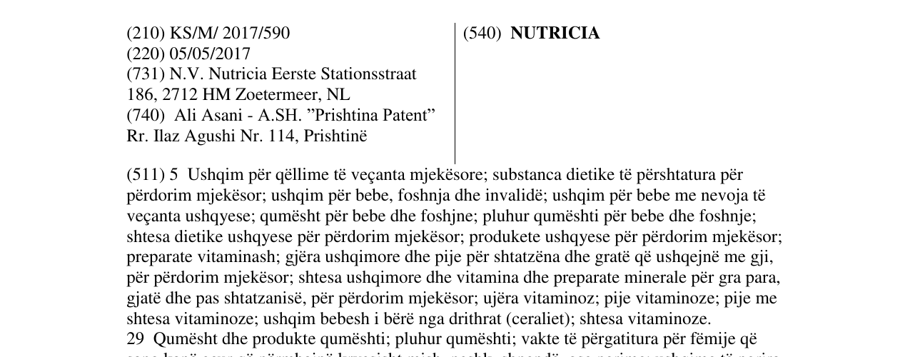 Zëri i markës NUTRICIA në buletin