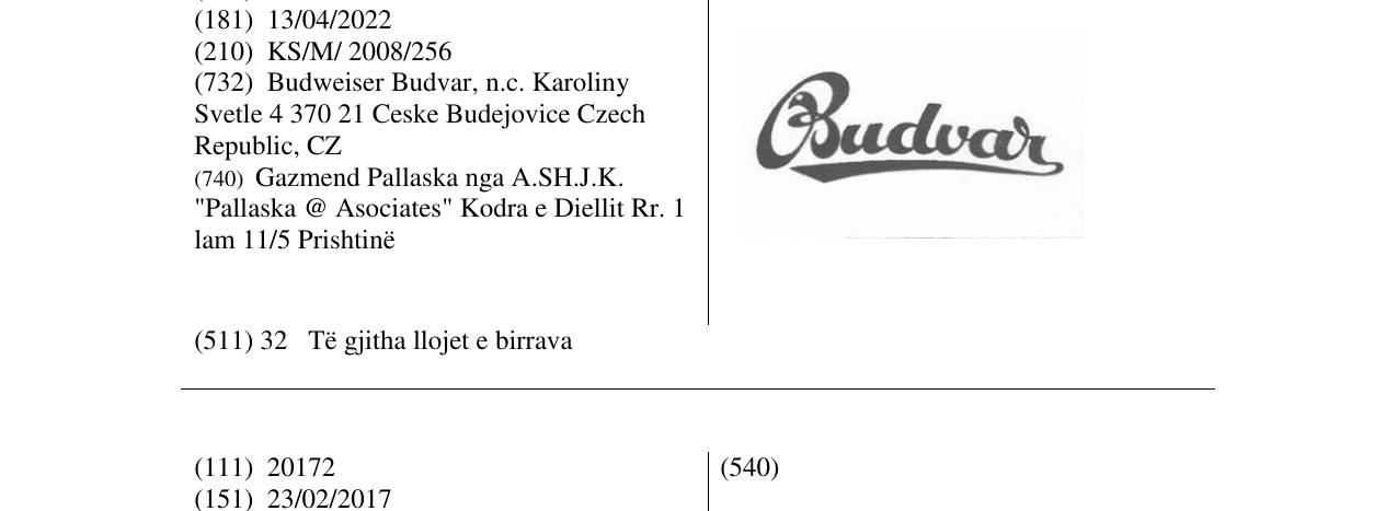 Zëri i markës BUDVAR në buletin