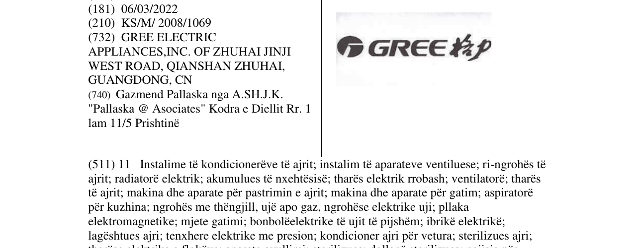 Zëri i markës GREE në buletin